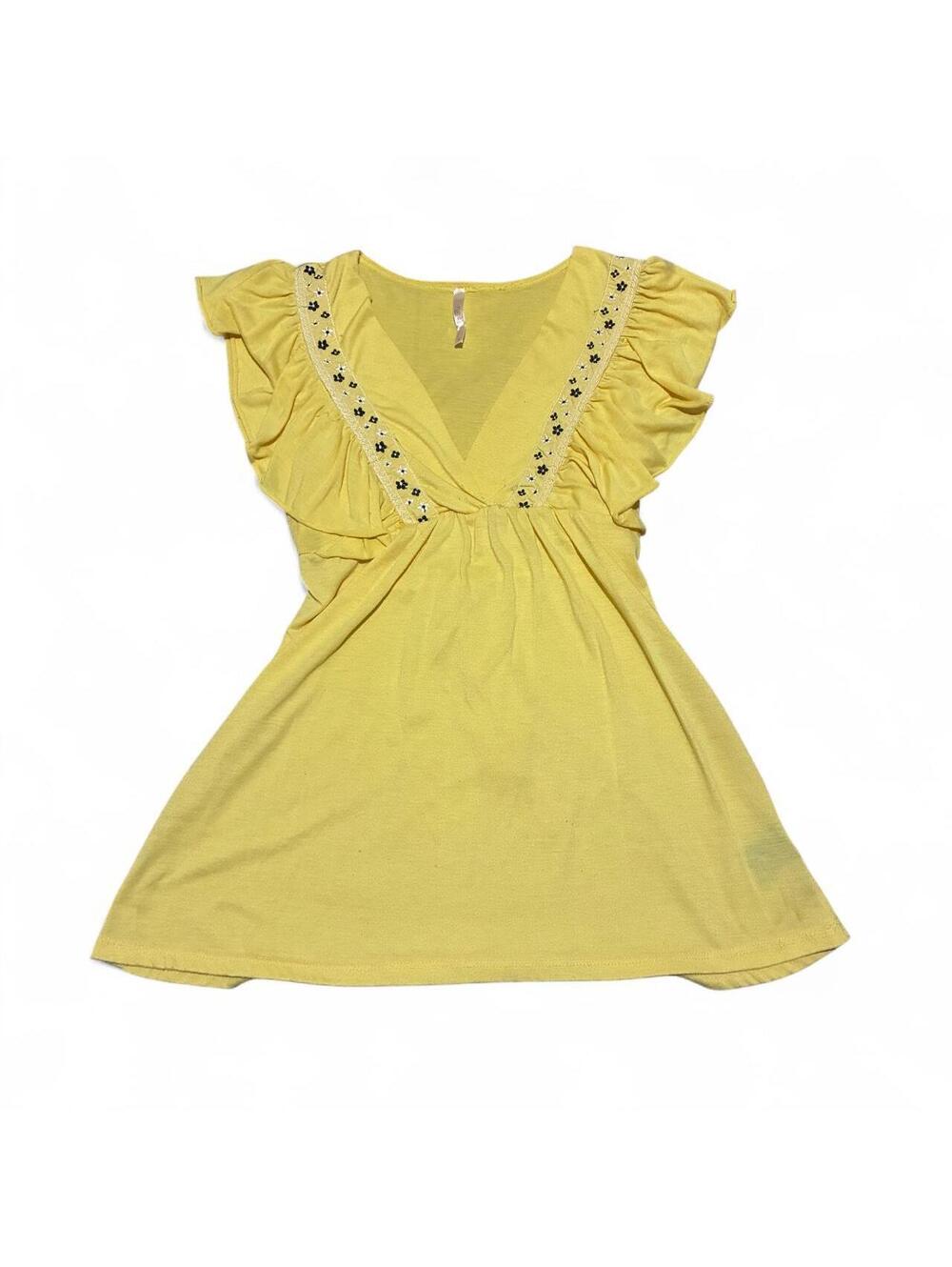 Vintage Rue 21 Yellow Ruffle Babydoll Top Y2K Size S made in usa